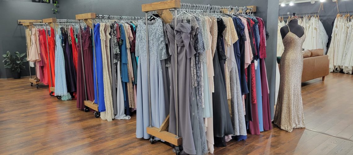 special occasion dresses on display